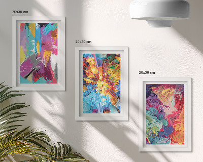 Juego de 3 cuadros decorativos Abstracciones pictóricas coloridas con patrones dinámicos