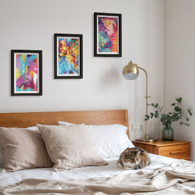 Juego de 3 cuadros decorativos Abstracciones pictóricas coloridas con patrones dinámicos