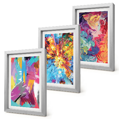 Juego de 3 cuadros decorativos Abstracciones pictóricas coloridas con patrones dinámicos