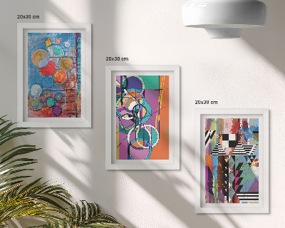 Tríptico enmarcado Abstracciones coloridas con círculos y patrones geométricos