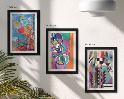 Tríptico enmarcado Abstracciones coloridas con círculos y patrones geométricos
