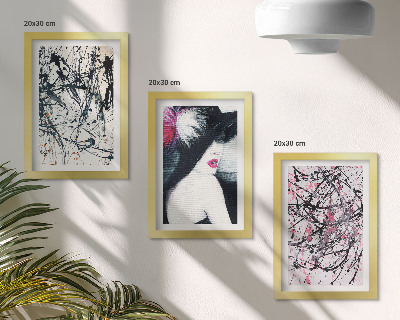 Tríptico enmarcado Patrones de pintura abstracta mujer con sombrero