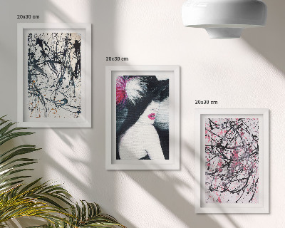 Tríptico enmarcado Patrones de pintura abstracta mujer con sombrero