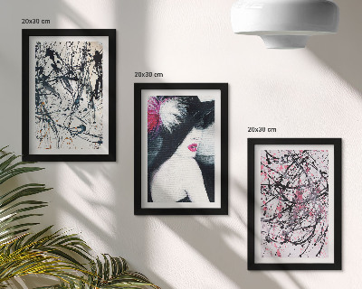 Tríptico enmarcado Patrones de pintura abstracta mujer con sombrero