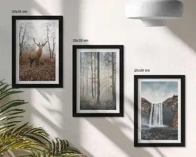 Juego de 3 cuadros decorativos con paisajes de naturaleza salvaje y ciervos en el bosque