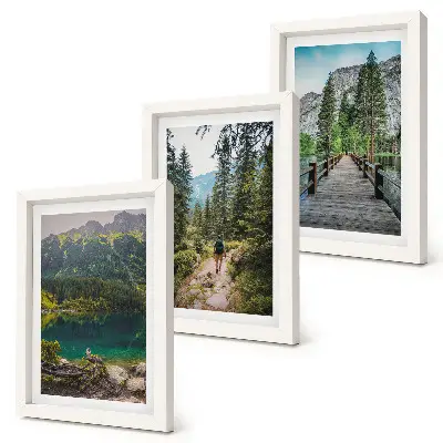 Juego de 3 cuadros decorativos con paisajes de montañas, lagos, bosques y senderos naturales