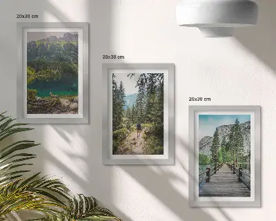 Juego de 3 cuadros decorativos con paisajes de montañas, lagos, bosques y senderos naturales