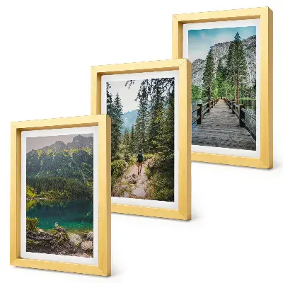 Juego de 3 cuadros decorativos con paisajes de montañas, lagos, bosques y senderos naturales