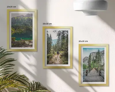 Juego de 3 cuadros decorativos con paisajes de montañas, lagos, bosques y senderos naturales