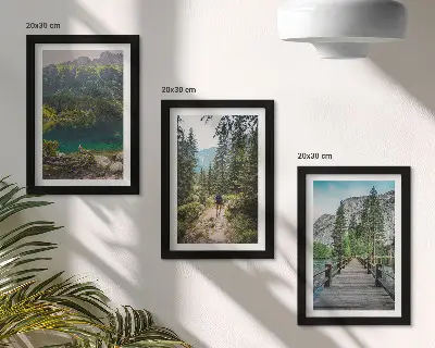 Juego de 3 cuadros decorativos con paisajes de montañas, lagos, bosques y senderos naturales