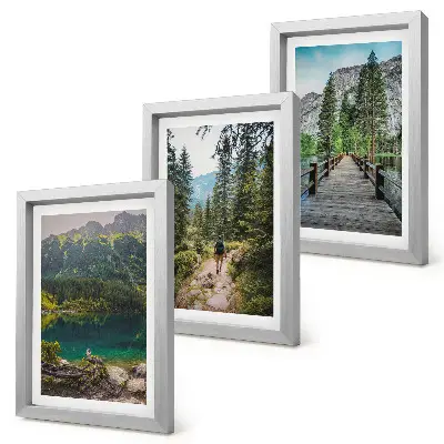 Juego de 3 cuadros decorativos con paisajes de montañas, lagos, bosques y senderos naturales