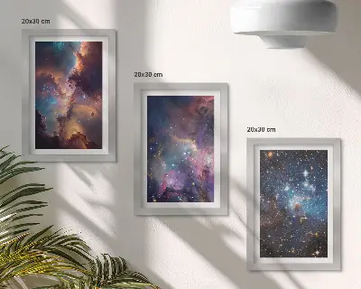 Juego de 3 cuadros decorativos con diseño de paisajes espaciales, estrellas y nebulosas