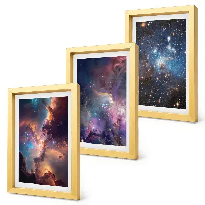 Juego de 3 cuadros decorativos con diseño de paisajes espaciales, estrellas y nebulosas