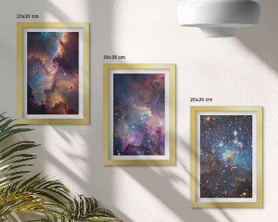 Juego de 3 cuadros decorativos Paisajes espaciales con estrellas y nebulosas
