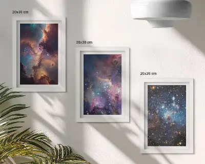 Juego de 3 cuadros decorativos con diseño de paisajes espaciales, estrellas y nebulosas