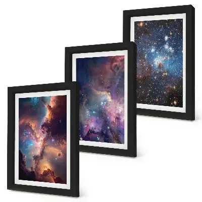 Juego de 3 cuadros decorativos con diseño de paisajes espaciales, estrellas y nebulosas