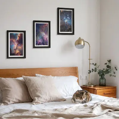 Juego de 3 cuadros decorativos con diseño de paisajes espaciales, estrellas y nebulosas