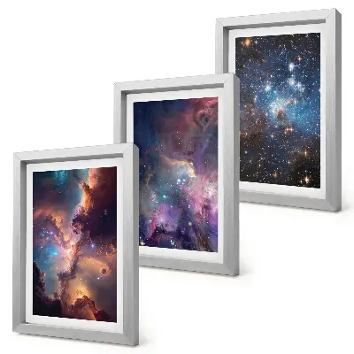 Juego de 3 cuadros decorativos con diseño de paisajes espaciales, estrellas y nebulosas