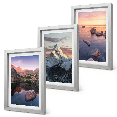 Juego de 3 cuadros decorativos con paisajes de montaña, agua y rocas