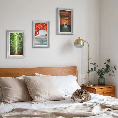 Juego de 3 cuadros decorativos con diseño de bosque de bambú y sendero torii del Monte Fuji en paisajes de Japón