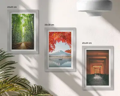 Juego de 3 cuadros decorativos con diseño de bosque de bambú y sendero torii del Monte Fuji en paisajes de Japón