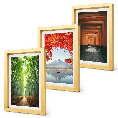 Juego de 3 cuadros decorativos con diseño de bosque de bambú y sendero torii del Monte Fuji en paisajes de Japón