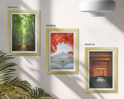 Juego de 3 cuadros decorativos con diseño de bosque de bambú y sendero torii del Monte Fuji en paisajes de Japón