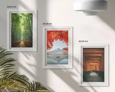 Juego de 3 cuadros decorativos con diseño de bosque de bambú y sendero torii del Monte Fuji en paisajes de Japón