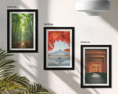 Juego de 3 cuadros decorativos con diseño de bosque de bambú y sendero torii del Monte Fuji en paisajes de Japón