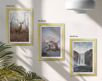 Juego de 3 cuadros decorativos de paisajes naturales salvajes con montañas, ciervos y cascadas