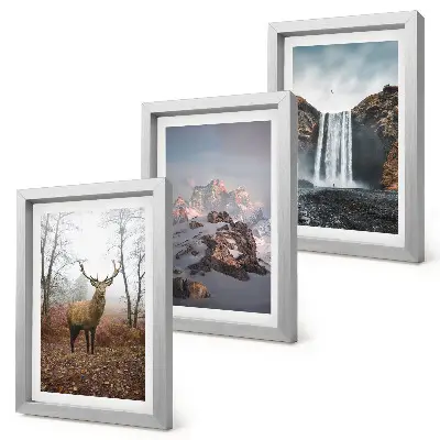 Juego de 3 cuadros decorativos de paisajes naturales salvajes con montañas, ciervos y cascadas