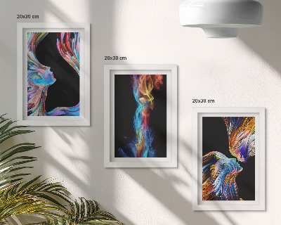 Tríptico enmarcado Abstracciones coloridas con rostros y formas dinámicas