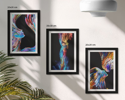 Tríptico enmarcado Abstracciones coloridas con rostros y formas dinámicas