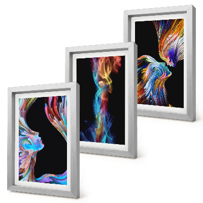 Tríptico enmarcado Abstracciones coloridas con rostros y formas dinámicas