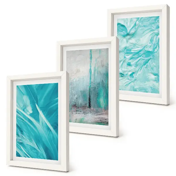 Juego de 3 cuadros decorativos con delicados patrones abstractos en tonos de azul