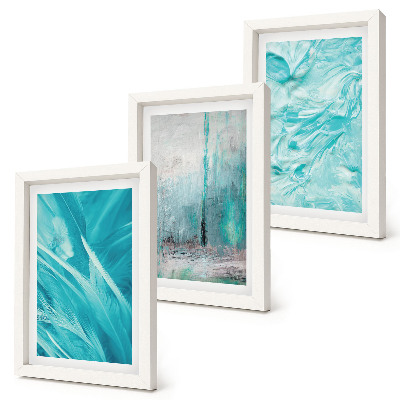 Juego de 3 cuadros decorativos Tonos de azul en delicados patrones abstractos