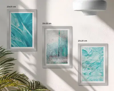 Juego de 3 cuadros decorativos con delicados patrones abstractos en tonos de azul
