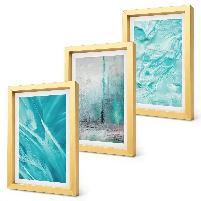 Juego de 3 cuadros decorativos con delicados patrones abstractos en tonos de azul