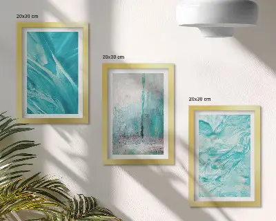 Juego de 3 cuadros decorativos con delicados patrones abstractos en tonos de azul