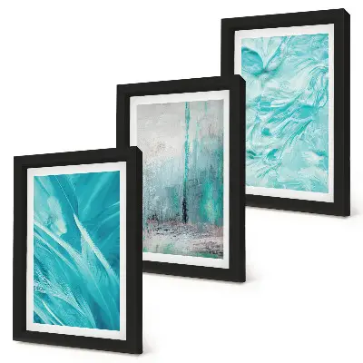 Juego de 3 cuadros decorativos con delicados patrones abstractos en tonos de azul