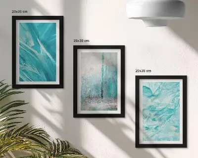 Juego de 3 cuadros decorativos con delicados patrones abstractos en tonos de azul