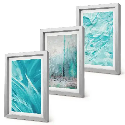 Juego de 3 cuadros decorativos con delicados patrones abstractos en tonos de azul