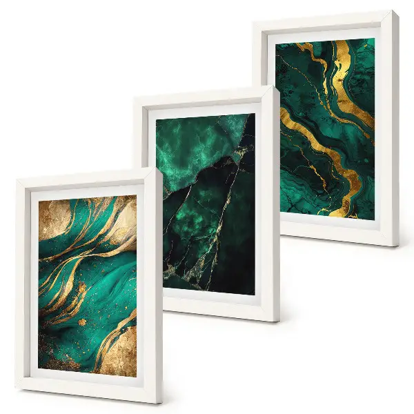 Tríptico enmarcado con elegantes patrones abstractos de piedra
