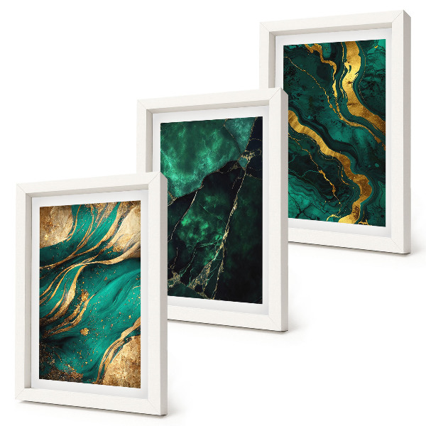 Tríptico enmarcado Elegantes patrones abstractos de piedra