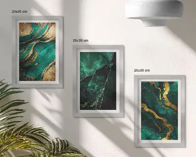 Tríptico enmarcado con elegantes patrones abstractos de piedra