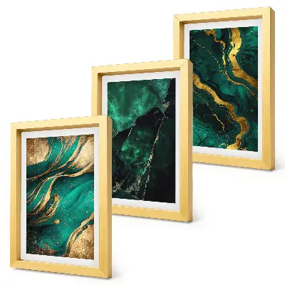 Tríptico enmarcado con elegantes patrones abstractos de piedra
