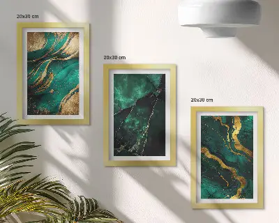 Tríptico enmarcado con elegantes patrones abstractos de piedra