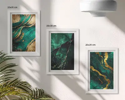Tríptico enmarcado con elegantes patrones abstractos de piedra