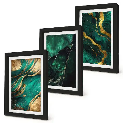 Tríptico enmarcado con elegantes patrones abstractos de piedra