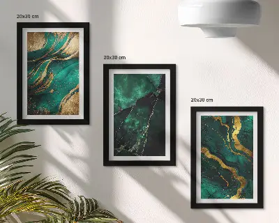 Tríptico enmarcado con elegantes patrones abstractos de piedra